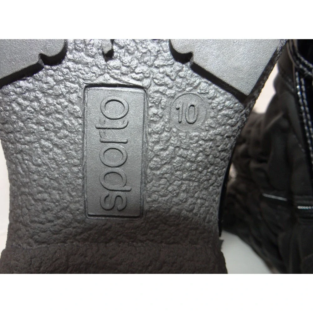 Sporto Eco System Womens Black Quilted Faux Fur Trim Winter Boots Size 10 NEW
